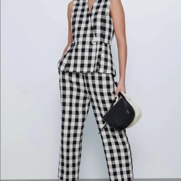 Zara Other - Zara Two Piece Gingham Vest + Pants